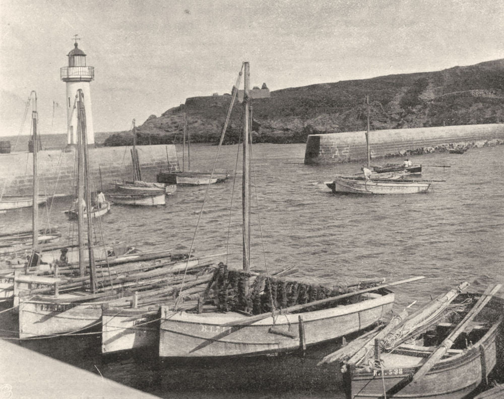 MORBIHAN. Port de Sauzon, à Belle- Isle. SMALL. 1903 old antique print picture